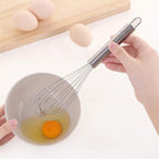 Close up of high-quality stainless steel wire whisk loops and handle