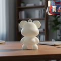 Cute bear shape mini figure keychain with hanging loop attached to bag