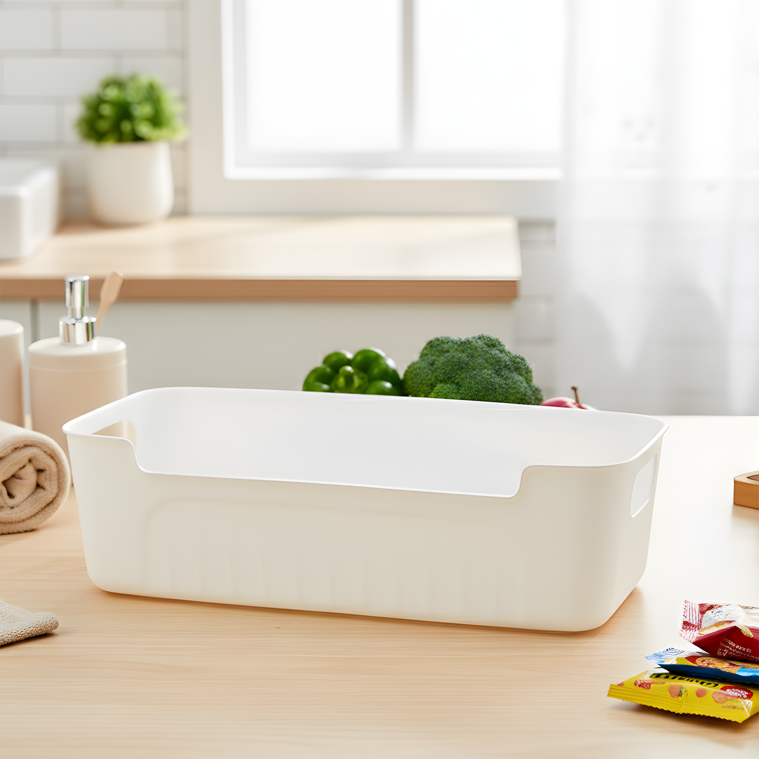 Utility baskets with built-in handles for easy carrying