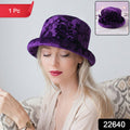 Luxurious velvet floral bucket hat in white background