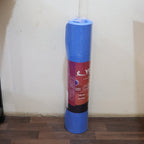 Stretching yoga mat in bright blue for comfort