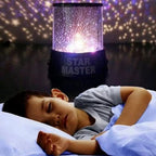 Bright, vivid multi-colored star projection from the LED night light, showcasing its enchanting effect.